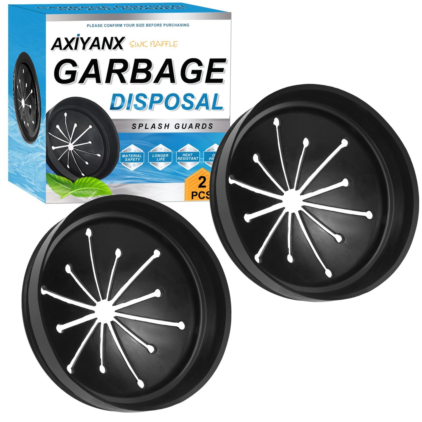 AxiyanX 3 3/8" Inch Sink Splash Guard - Rubber Garbage Guard and Disposal Stopper for Whirlaway, Waste King, and GE Models (Black 3 3/8 in)