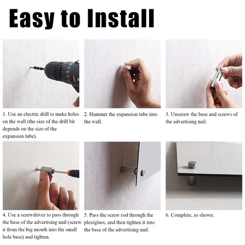 Luomorgo 12 Pcs 3/4" x 3.15" Stainless Steel Standoff Screws, Wall Sign Standoff Mounting Hardware Advertising Glass Standoff Nail for Hanging Acrylic Picture Frame, Silver