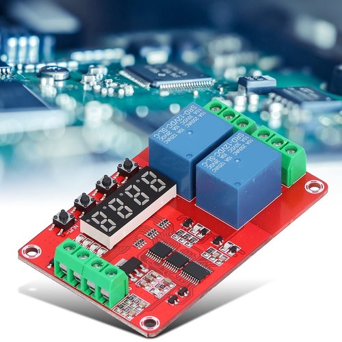 Agatige Time Delay Relay Module, DC 12V Timer Relay Programmable Delay Relay Module with LED Display, 2-Channel Timer Switch Self Lock Cycle Delay Controller Board for Smart Home, Automatic Control