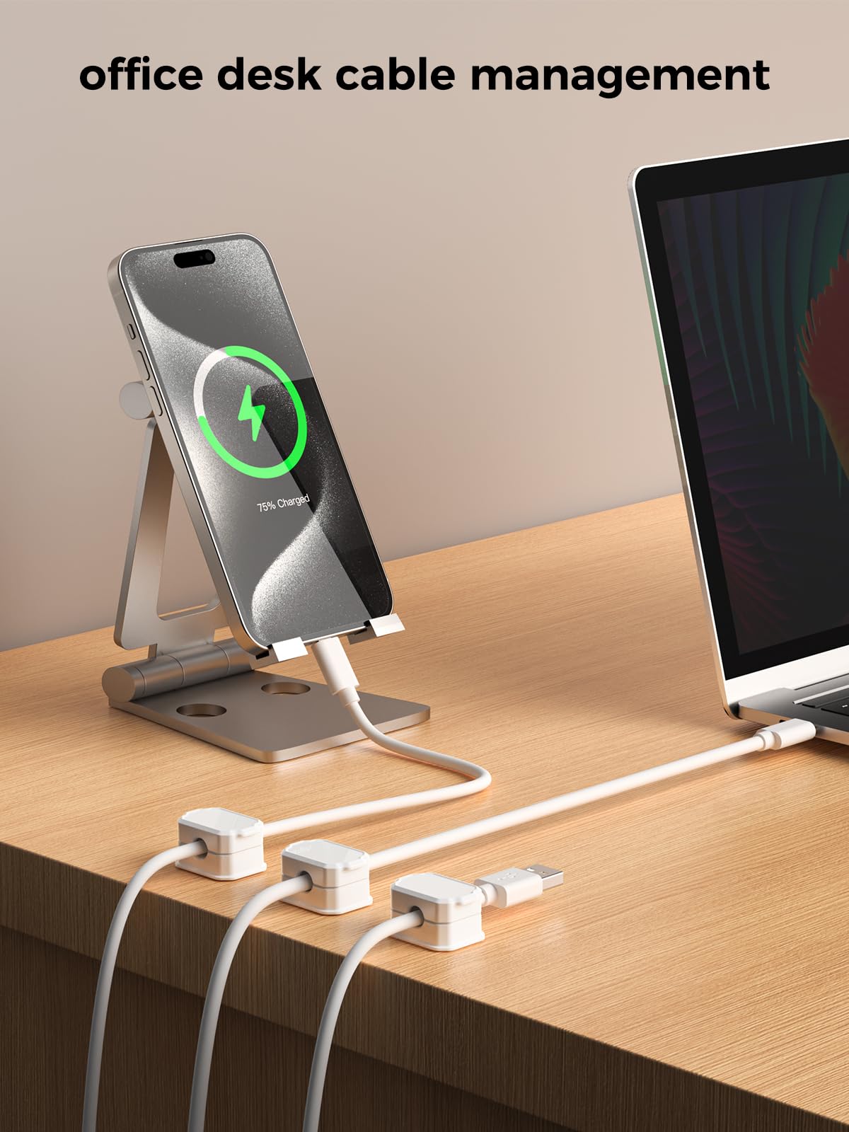 KMOUANTS 6 Pack Elastic Cable Clips [auto Tighten] Cable Holder, Desk Cable Management, Cord Organizer for Home Office Desk Phone car Wall Mounted Desktop nightstand Cable Management（White