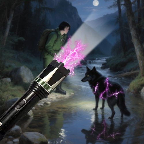 T6610 Stun Gun Ultrapowerful Rechargeable for Men Women for Car & Self Defense Tactical Flashlight for Person Safety(Green)