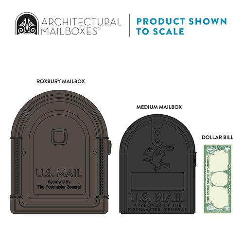 Architectural Mailboxes Roxbury™ Heavy Duty Steel Metal Post Mounted Mail Box for Outside, Rubbed Bronze, Large Curbside Mailbox with Magnetic Latch
