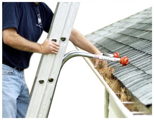 Ladder-Max Stabilizer - Extension Ladder Stabilizer for Roof and Wall - Gutter Protector Attachment Hooks to and fits Most Ladders - Stability and Safety - Heavy Duty Ladder Standoff Tool