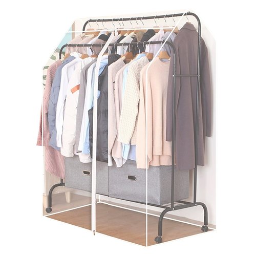 YUE JJXN Clear Garment Bags for Hanging Clothes, Clothes Cover with Zipper, Reusable PEVA Garment Rack Cover Dustproof and Waterproof(Clear,100x75x150cm/39x30x59in)