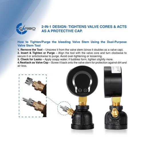 CARBO Instruments Gas Test Pressure Gauge 30 Pound, 30 PSI / 200 kPa, 3/4” FNPT Connection, Brass Valve, Forged Steel Bell Shape Body Assembly.