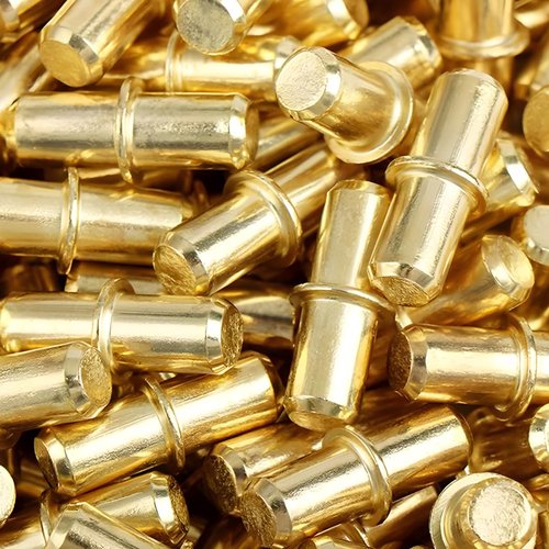 30PCS 1/5 Inch 5mm Shelf Pins Cylindrical Shape Bracket Pin Gold Metal Nickel Plated Shelf Holder Bracket Pegs for Shelve Cabinet Bookshelve