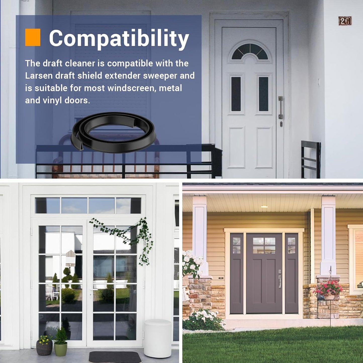 Storm Door Sweep Replacement for Larson & Pella Storm Door Expander Sweep, CH9030501 Sweep for Vinyl and Metal Door Sweep Assembly - Style 1