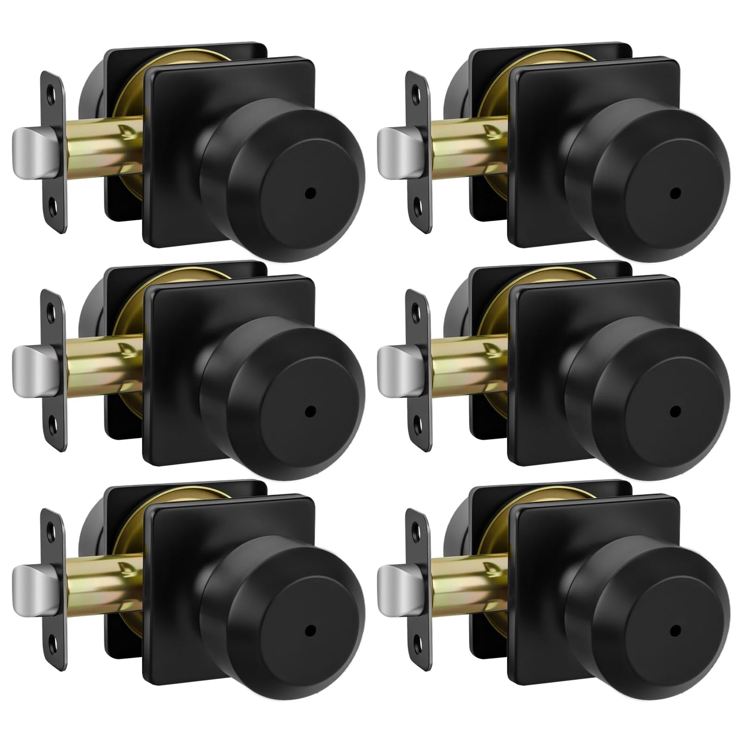 Haidms 6 Pack Black Door Knobs Interior, Privacy Interior Door Knob for Bedroom or Bathroom, Matte Black Door Knobs