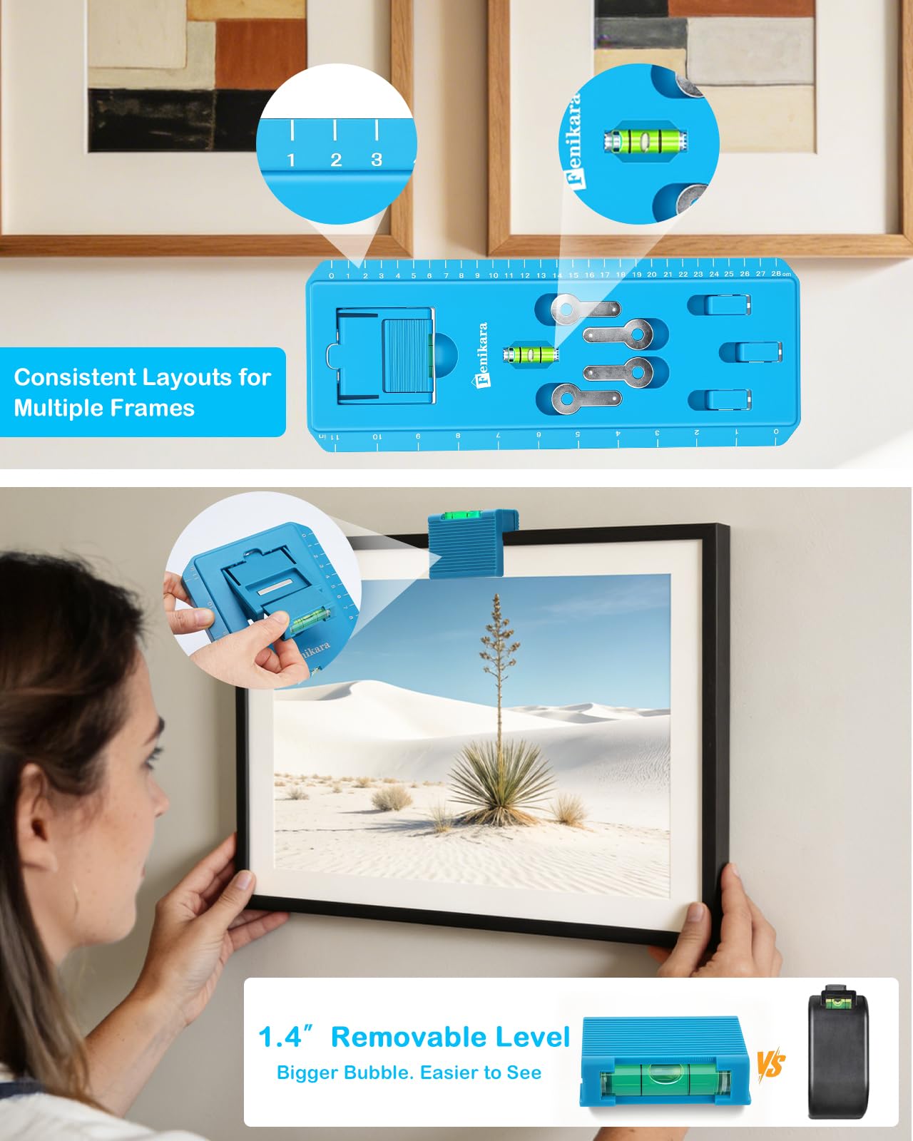 Picture Hanging Kit with Level, Upgraded Picture Hanging Tool, 86Pcs Picture Hangers with Heavy Duty Picture Hanging Hooks, Sawtooth, Wire, Nails, Wall Hangers for Frame, Painting, Art, Photo