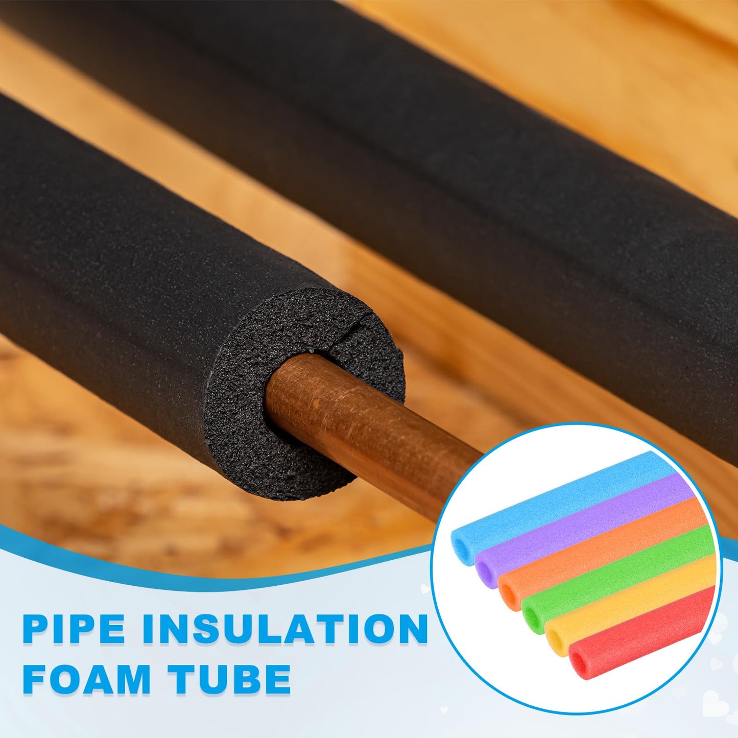 PATIKIL Pipe Insulation Foam Tube, Pool Noodles Foam Tubing Covers 1" (25mm) ID x 3.3FT x 2-9/16" OD for Swimming Pool Handle Heat Preservation Protective Sleeve, Blue