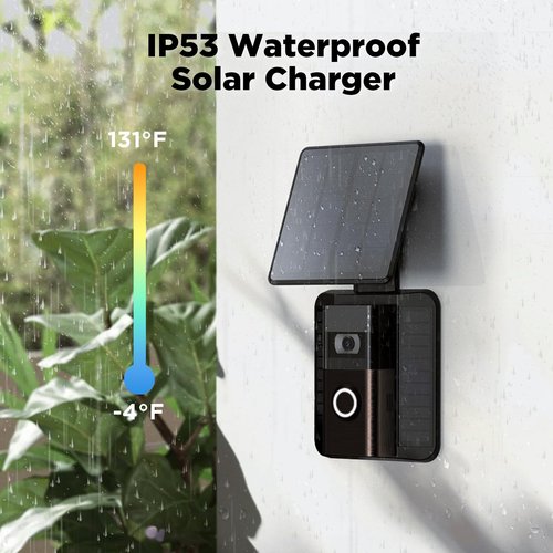 QIBOX Solar Charger Compatible with Ring Video Doorbell (2020 Release), 2.9W Waterproof Continuously Solar Panel, Only for Micro USB Port Adjustable Panel
