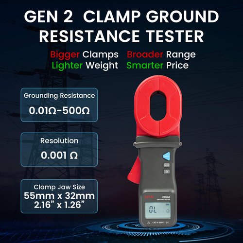 EITAI2000A-S Gen2 Clamp Ground Earth Resistance Meter Tester, 0.01Ω-500Ω, Manufacturer Direct Sales, EITAI-ETCR2100A+