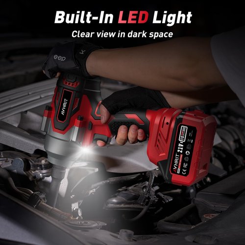 Avrhit Cordless Impact Wrench 1/2 Inch, 1300Nm / 960ft-lbs High Torque Impact Gun with 2x 4.0Ah Batteries, 5 Sockets Electric Impact Driver for Car/Truck RV/Mower