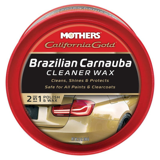 Mothers California Gold Brazilian Carnauba Cleaner Wax, 12 oz. Paste – Cleans & Waxes in One Step, Removes Oxidation & Swirls, Premium Carnauba Shine & Protection for All Paint Finishes (05500)