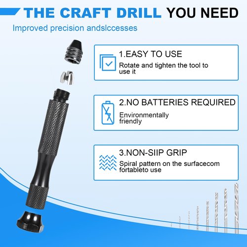 26 PCS Micro Drill Bit Set, Pin Vise Hand Drill Manual Jewelry w/Micro Drill Bits (0.5mm-2.5mm), Rotary Craft Drill for Jewelry Making, Resin, Wood, Plastic, Miniature, Beads, Clay