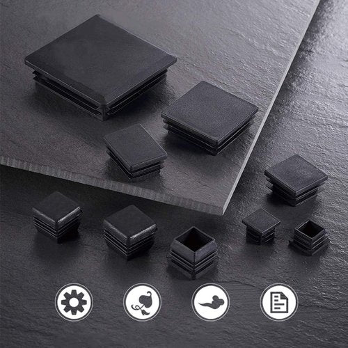 Suiwotin 12Pack 19mm (3/4 Inch) Square Plastic Plugs, End Caps for Square Tubing/Black