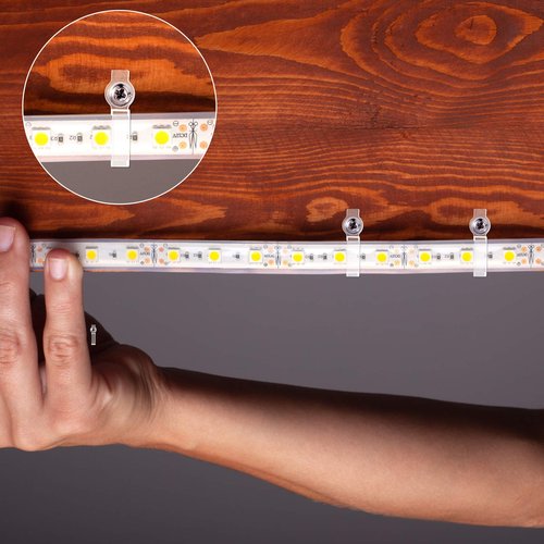 Mudder 300 Pieces LED Mounting Clips Light Bracket Strip, One Side Fixing Clips with Screws for Fixing 10 mm Wide 3528/5050 LED Light Strip(Transparent)