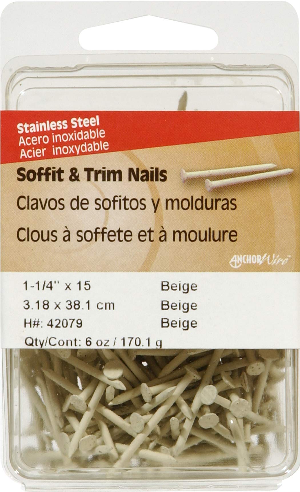 Anchor Wire 42079 Almond Beige Stainless Trim Nail, No Size, Tan