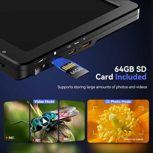 TOMLOV DM9 Max Digital Microscope: 20MP 10.1" 1500X HD IPS HDMI Coin Microscope Magnifier for Error Coins with Screen, LCD Soldering Microscopes for Adults, 10 LED Lights, PC/TV Compatible, 64GB