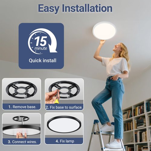 YELIOLED 6 Pack 12 Inch Dimmable LED Flush Mount Ceiling Light, 24W 2640LM 5 CCT Selectable (2700K-6500K), Ultra-Thin Round Flat Light Fixture for Bedroom Kitchen livingroom Hallway, White