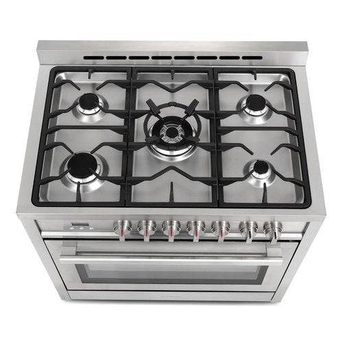 COSMO F965 36 in. Stellar Collection 3.8 cu. ft. Dual Fuel Range, 5 Sealed Burners, 8 Function Convection Oven in Stainless Steel