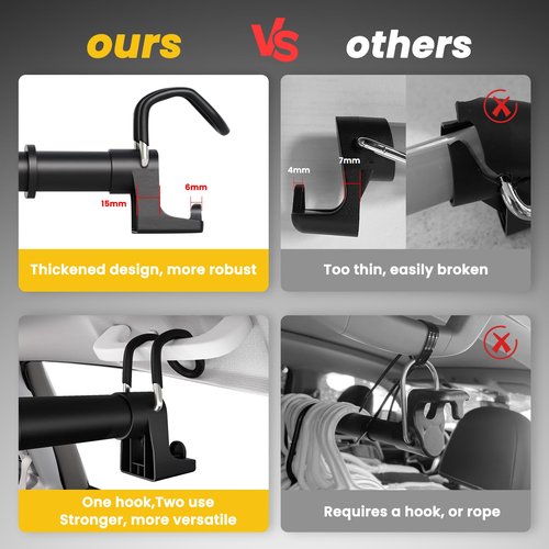 Heavy Duty Car Clothes Hanger Bar 30-64 inches, 4Pcs Accessories & Wrinkle Free Telescopic Clothes Rack with Upgraded Hooks, Adjustable Vehicle Cloth Rack Hanger Rod for Most Cars RVs Suvs Trucks