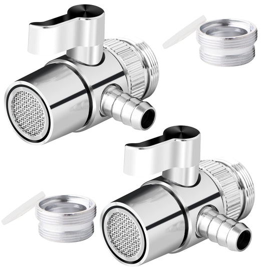 2 Pack Faucet Diverter Valve with Aerator for Countertop Water Filter,Faucet Adapter to 3/8" Barb outlet,Faucet Splitter for Water Diversion (2)