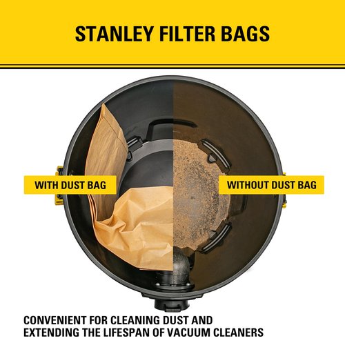 3 Pack STANLEY Filter Bag 19-3100, for 5-8 Gallon Wet/Dry Vacuum, Compatible with STANLEY SL18115 SL18115P SL18116 SL18116P SL18117 SL18701P-10A SL18410P-5A SL18410-5B and Porter-Cable PCX18406-5B