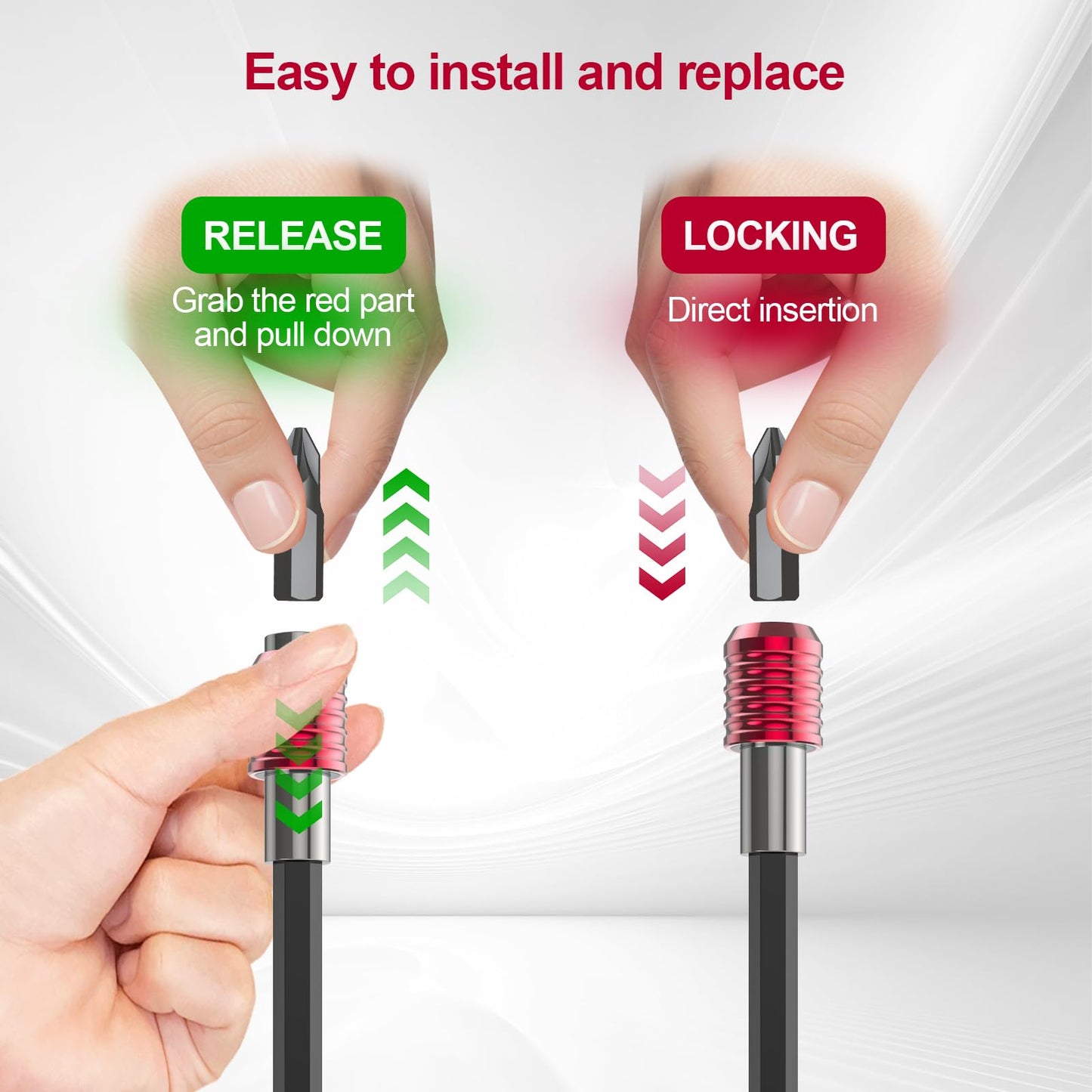 Buhobha 4PCS Drill Bit Extension Set, 1/4" Hex Shank Magnetic Bit Holder in 2", 4", 6", 12" Lengths, Cr-V Steel for Impact Driver, Screwdriver Bits, Nuts & Sockets