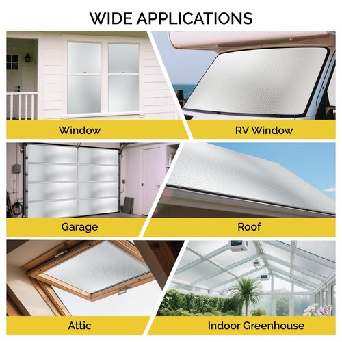 fowong Reflective Bubble Insulation Sheet, Double Side Window Insulation for Summer Heat, 48" x 10 Ft Aluminum Foil Bubble Shield, Sun Reflector for Window, RV, Garage Door, Roof