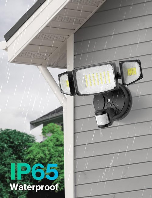 iMaihom 50W Motion Sensor Outdoor Lights, 5000LM Motion Sensor Flood Light, Dusk to Dawn Outdoor Lighting, 6500K LED Security Light, IP65 Waterproof Motion Detector Lights for Outside, Black