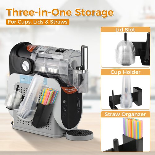 3-in-1 Cup Organizer Rack for Ninja Slushie Machine FS301 & FS300 – Side-Mounted Holder for Cups, Lids & Straws – Accessories for Ninja Slushie Maker