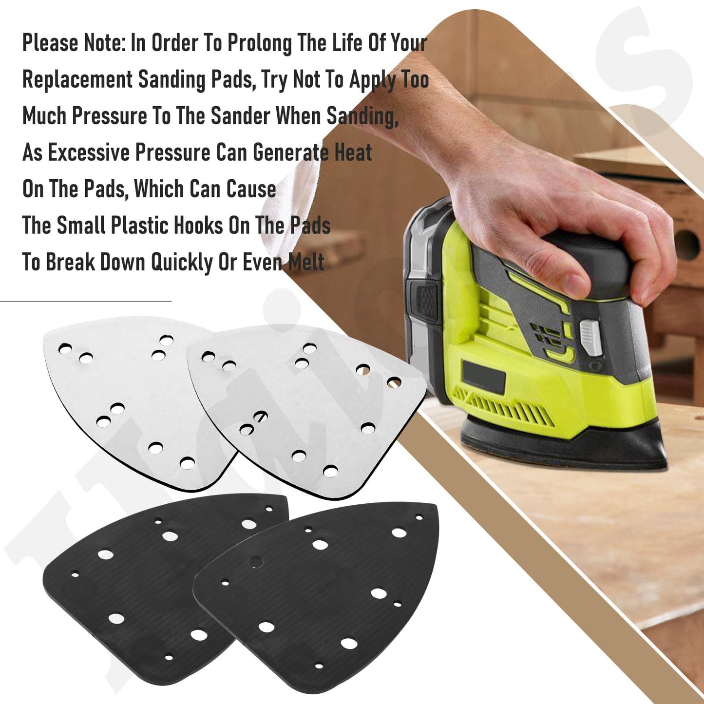2 Pack 039065005001 Mouse Sander Replacement Pads Compatible with Ryobi Ridgid/Ho-melite CFS1503K CFS1503 CFS1502 CFS1503G Backing Platen Detail Sander