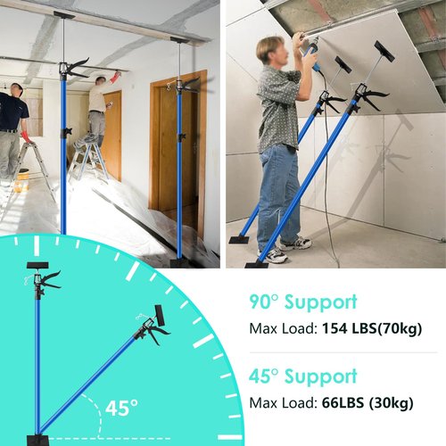 IvySync Cabinet Jack for Installing Cabinet，Adjustable 3rd Hand Support Pole Extend from 45 to 114 inches,Premium Steel Cabinet Lift Jack Support up to 154 lbs，2 Pack with Storage Bag (Dodger Blue)