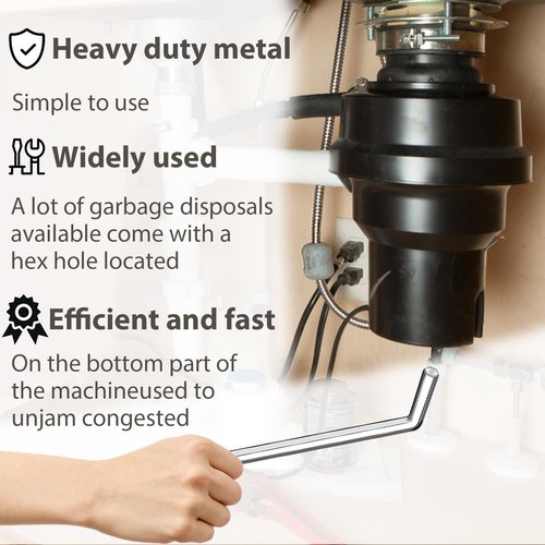 2 Pack Garbage Disposal Wrench Tool Compatible with InSinkErator Garbage Disposal for Un-Jam/Food Garbage Disposal Fix Garbage Disposal/Garbage Disposal Repair/Unclog Kitchen Sink, Silver