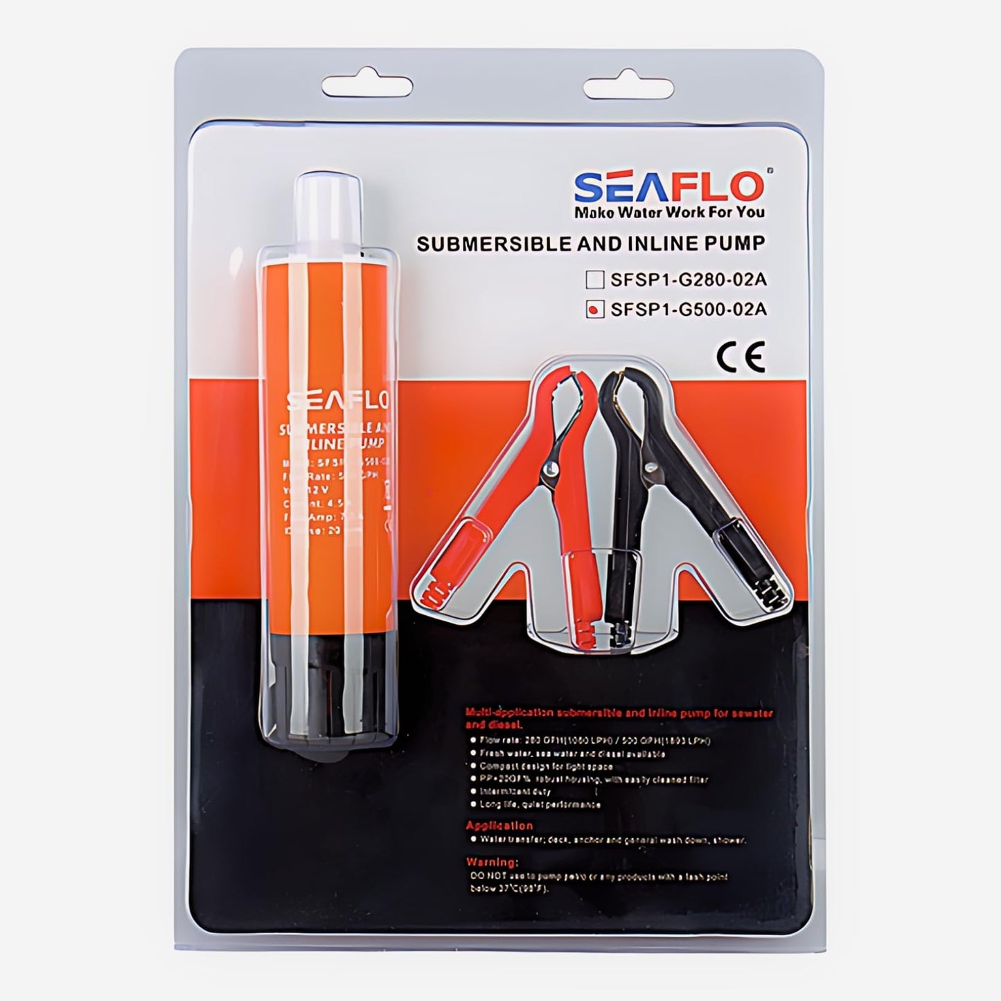 SEAFLO 12V Submersible/Inline Transfer Pump for Diesel/Freshwater/Saltwater - 280 Gallons Per Hour Flow Rate - 4 Year Warranty