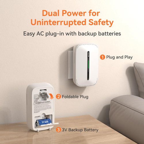 Jemay Carbon Monoxide Detector, Plug in Carbon Monoxide Detector with 3V Battery Backup for Home, 1 Pack