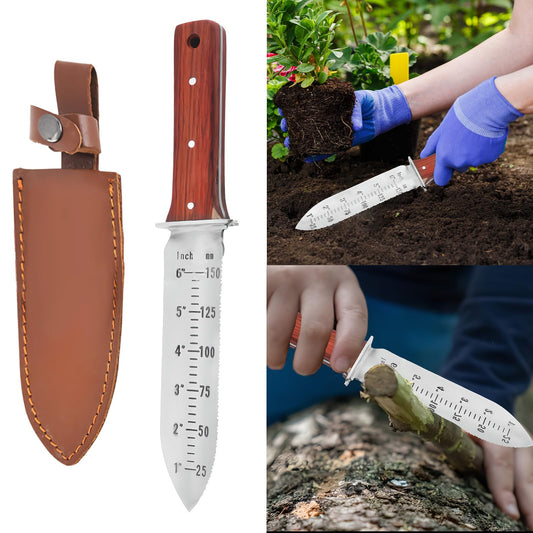 3 in 1 Gardening Knife,Stainless Steel Trowel Garden Tool,Heavy-Duty Serrated Hand Shovel,Hand Trowel,Plant Shovel for Weed Control,and Bulb Planting (Style-B)