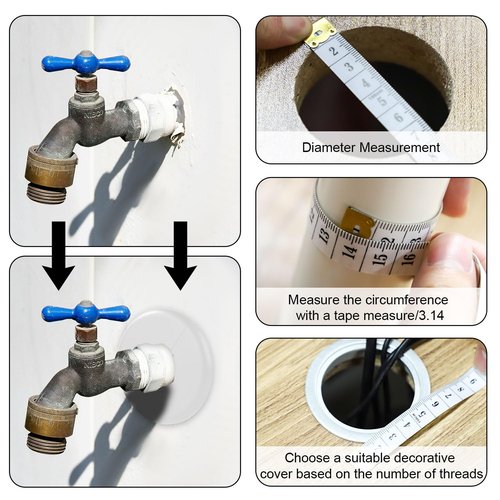 2pcs Wall Split Flange, Self-Adhesive Escutcheon Plate for Buckle 17mm Water Pipes ABS Round Hole Plumbing Floor Ceiling Cover Plates for Faucet Kitchen Toilet Decorative (White)