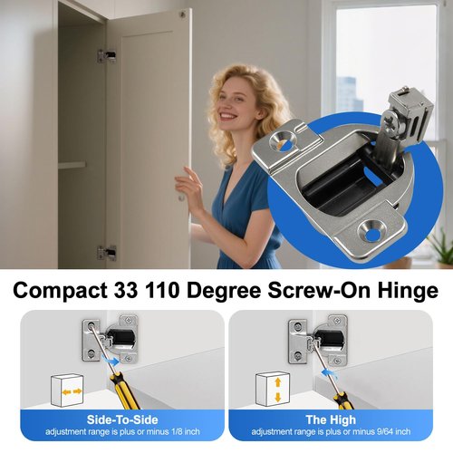 Mirfane 8-Pack 110° Cabinet Hinges, Replacement for Blum Compact 33 Screw-On Hinge, Cabinet Door Hinges to Replace Original Blum Hinge (Mounting Plate & Screws Not Included)