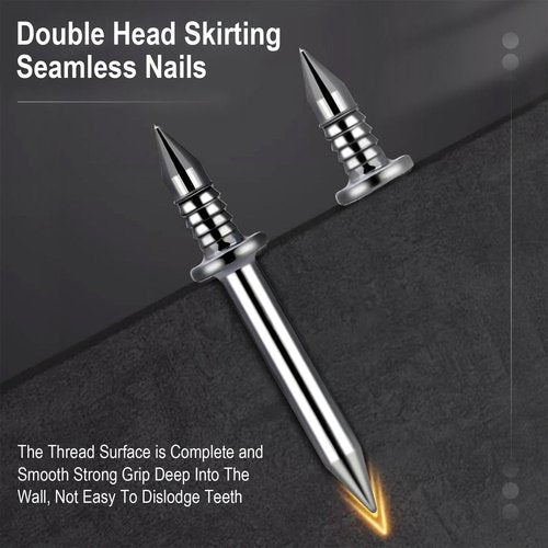 250 Pcs Double-Head Skirting Thread Seamless Nail, Double-Headed Nails, Invisible Screws & Specific Sleeve Tool, for Seamless Skirting Thread with Solid Wood Baseboard.