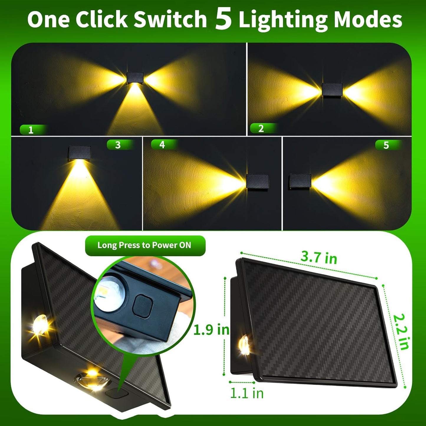 JSOT Solar Step Lights Outdoor - 4 Pack Waterproof Stair Lights 5 Lighting Modes Fence Lighting Backyard Decor for Garden Wall Patio Steps Deck Stairs (Warm Light)