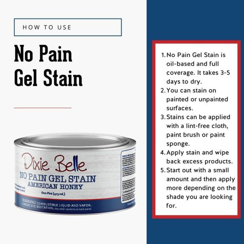 Dixie Belle No Pain Gel Stain - American Honey - Oil-Based Stain DIY Wood Stain for Projects - Deep Coverage, Wood Grain Enhancer