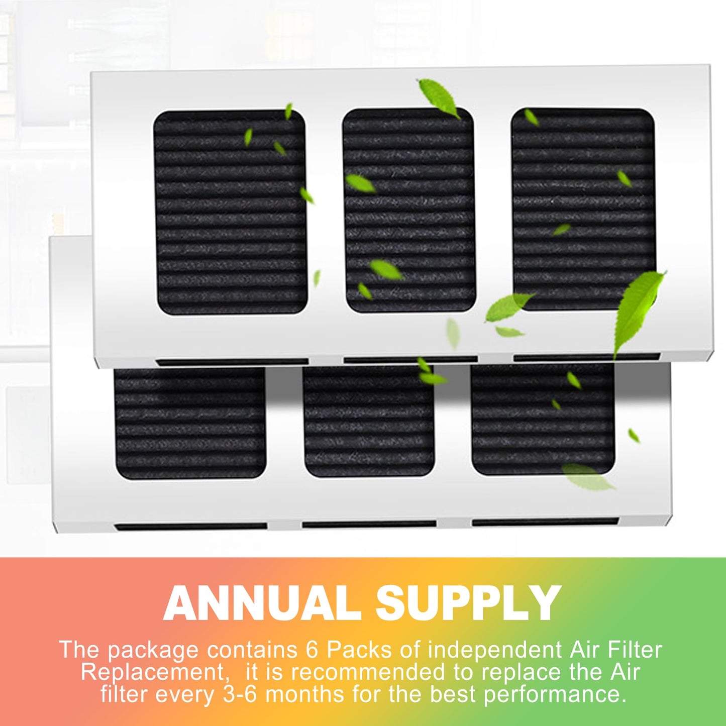 ZukoCert 6 Pack Refrigerator Air Filter Replacement, Compatible with Frigidaire Pure Air Ultra 2 PAULTRA2 and Electrolux 242047805 Models