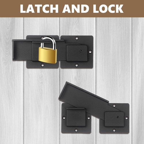 7.5" Gate Latch Lock with Padlock Hole for Outdoor Fence, Barn Door Lock, Gate Lock, Shed Door Latch, Heavy Duty Steel Adjustable Gate Latch for Wooden Fence Gate Hardware