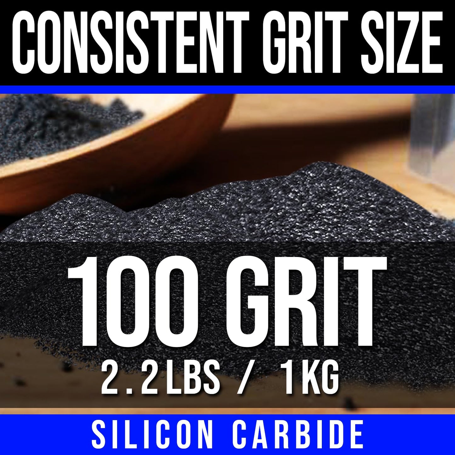 LE LEMATEC Silicon Carbide #100 Grit Sandblasting Media, Abrasive Blasting Sand for Polishing, Surface Prep, Media Blaster, Sandblaster, Rock Tumbling & Rock Tumbler Grit Refill, 2.2lbs Bag (LEI-16)