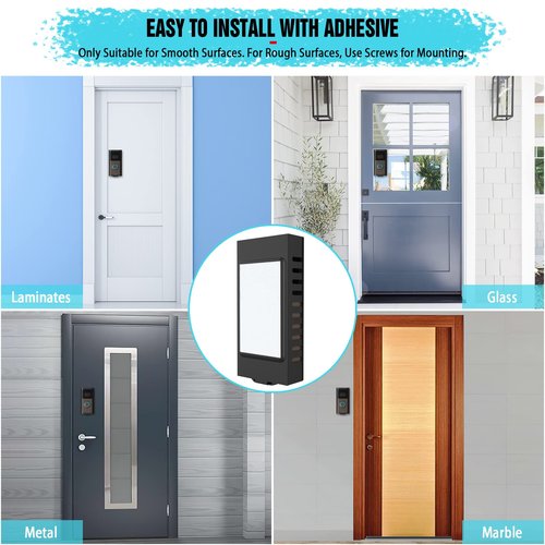 PUUUCI No-Drill Doorbell Mount for Ring Battery Video Doorbell 2/3/4/(2020 Release)/(2024 Release)/Plus/Pro, Adhesive Steel Metal Doorbell Mounting Bracket Accessories for Apartment, Home, Business