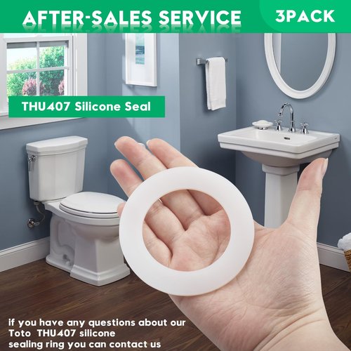 THU407 Seal Gasket for Drain Valve for Most TOTO Toilets,Compatible with TOTO CST854ET,THU440-A,THU451,10A-A,thu824-a, thu825, THU 825–a,THU826-A,Silicone Seal for TOTO Toilet Parts & Repair 3pack