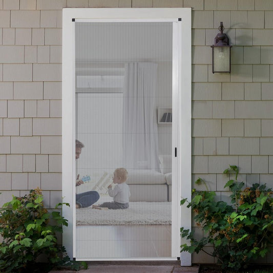 Retractable No-Drilling Sliding Screen Door, Seamless Aluminum Frame Low-Profile Tracks for Closer to Nature, Keeping Insects Out, Pet and Child-Friendly, Customizable Sizes for Your Opening
