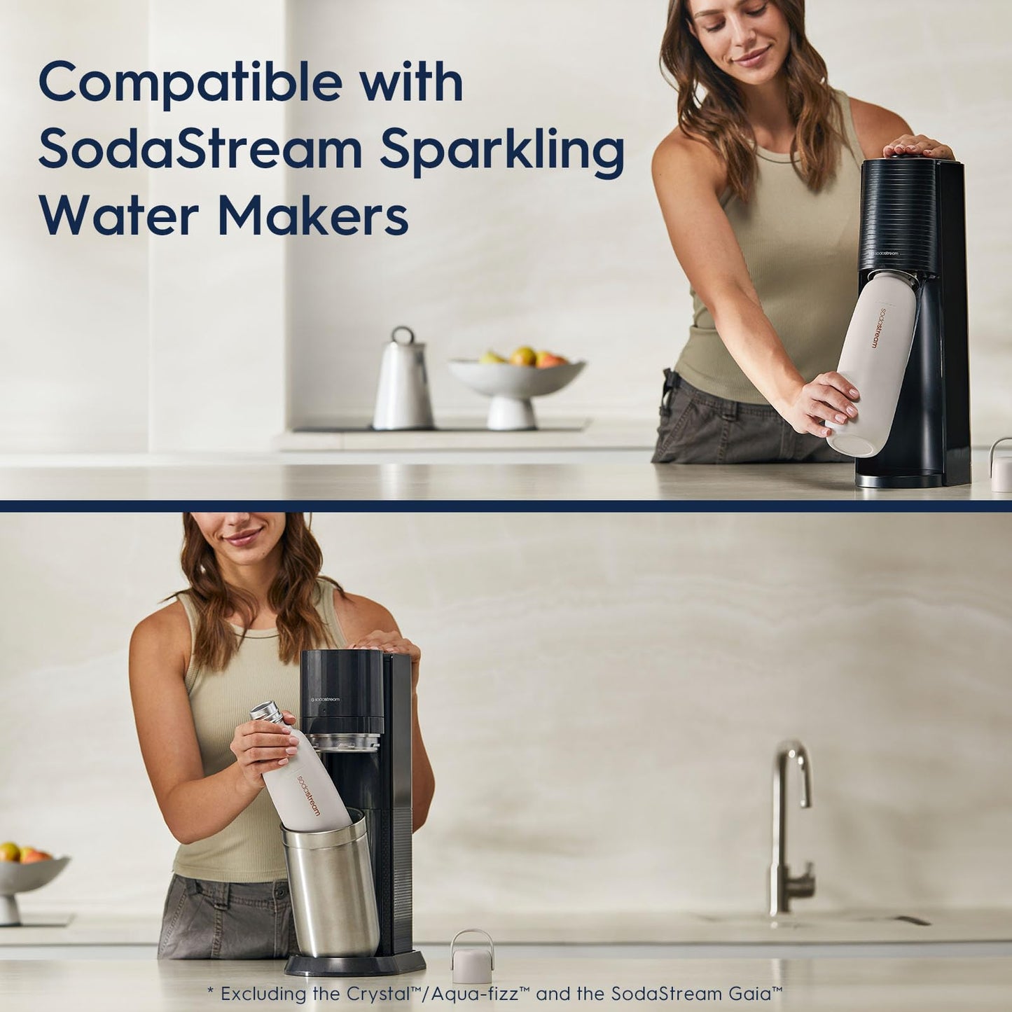 SodaStream - Fizz & Go Cool Bottle | Stainless Steel Carbonating Water Bottle | Keeps Drinks Cold 12 Hrs | Cupholder Friendly | Compatible with Pink CO2 cylinder machines | Mint color | 30.4 oz